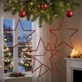 Stora röda julstjärnor med glitter för upphängning, 24 cm, set om 6 | Floristik24.se
