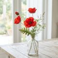 Vallmo dekorativ trädgårdsblomma med 3 blommor röd L70cm | Floristik24.se