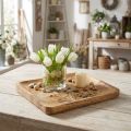 Dekorativ bricka av mangoträ med blommönster, bricka 25×20 cm | Floristik24.se