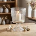 Lanternglaskopp räfflad glasdekor Ø11,5cm H15cm | Floristik24.se
