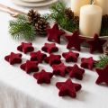 Juldekorationer, stjärnor, Bordeaux flockad, borddekoration, 4-5 cm, 40 stycken | Floristik24.se