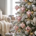 Träddekoration hjärta rosa gjord av glas 3cm 20 st | Floristik24.se