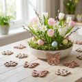 Strö dekoration träblommor/fjärilar vit/rosa Ø4cm 36p | Floristik24.se