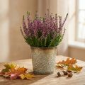 Planter för hösten, metallkruka med bladdekoration, guldplanter Ø10cm H10cm | Floristik24.se