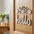 Trädekoration blommor "Hej" natur deco skylt med magnet 18/19,5cm 6st | Floristik24.se