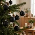 Mini julkulor glas svarta glansiga/matta Ø2,5cm 22 st | Floristik24.se