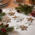 Trästjärnor dekorativ scatter dekoration jul vit/naturlig 3,5cm 48 st | Floristik24.se