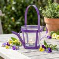 Lykta glas dekorativ vattenkanna metall lila Ø14cm H13cm | Floristik24.se