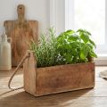 Träkruka med handtag, fyrkantig, naturjute 27x12x17cm | Floristik24.se