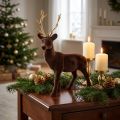 Dekorativ Rådjur Stående Brun Guld Ren Juldekoration 27cm | Floristik24.se