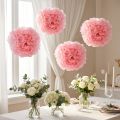 Pompom papper Ø30cm ljusrosa 5st | Floristik24.se