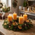 Enfärgade blockljus, honungsfärgade dekorationsljus, adventsdekoration, 70x80mm, set om 4, hög kvalitet | Floristik24.se