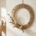 Sommarväggdekoration, bohemisk stil, jute och metall, Ø49 cm, hängande dekoration, torkad blomsterkrans, vintagestil | Floristik24.se