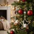 Juldekoration stjärna deco hängare i trä Ø13,5cm 4st | Floristik24.se
