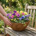 Blomskål rund, naturfiberskål, kokosväxtskål ca 25cm | Floristik24.se