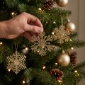 Deco hängare trä snöflingor deco guld vinter Ø10cm 9st | Floristik24.se