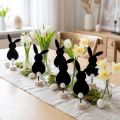 Stativ bordsdekoration Påskharar filt svart 19cm 12st | Floristik24.se