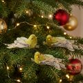 Juldekorationsfågel med klämma, grön, glitter, 12 cm, 6 stycken blandade | Floristik24.se
