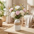 Blomvas vit keramik och sjögräsvas sommardekoration H17,5cm | Floristik24.se