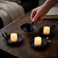 Ljusstake svart metall pinne ljushållare Ø9,5cm 4 st | Floristik24.se