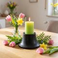 Ljusstake svart ljushållare keramik Ø12,5cm H7cm | Floristik24.se