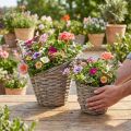 Blomkruka naturfärgad pil Ø12,5 cm/20 cm 2-delat set dekoration vintage rustik | Floristik24.se