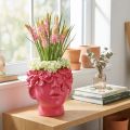Planthuvud Polyresin Bust Planter Rosa 13,5×13×14cm | Floristik24.se
