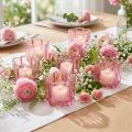 Blommig värmeljushållare, rosa värmeljusglas, Ø7,5 cm H6 cm, 6 stycken | Floristik24.se