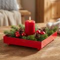 Dekorativ bricka fyrkantig röd metallbricka 15×15 cm 2 st | Floristik24.se
