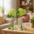 Konstgjorda Hortensior Gröna Blommor Blad L43cm 2st | Floristik24.se
