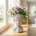 Skulptur kvinnlig byst gjuten stenkruka grå antik 15×14×25cm | Floristik24.se
