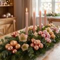 Spegelbär glaskulor tråd aprikos rosa Ø40mm 32 st | Floristik24.se