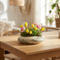 Dekorativ skål oval platt keramikskål krämgrågrön 19×14×5cm | Floristik24.se