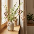 Trähjärta naturträhjärtan för upphängning 8×11cm 4 st | Floristik24.se