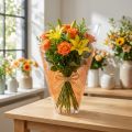 Blompåse jutemönster orange L40cm B12-30 50 st | Floristik24.se