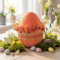 Påskägg dekoration ägg apelsin aprikos plast flockade 20cm | Floristik24.se