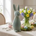 Dekorativ påskhare, flockad, grågrön, H47cm | Floristik24.se