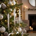 Julgransdekoration istappsdekoration klar silver 15cm 8st | Floristik24.se