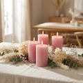 Set med 4 rustika blockljus, antik rosa, kvalitetsljus, genomfärgade, 80x110mm, för elegant dekoration och lång brinntid | Floristik24.se