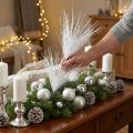Konstgjord furugren dekorativ gren vit glitter L80cm | Floristik24.se