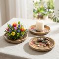 Trätallrikar med blommor och fjärilar, naturrosa, Ø15 cm, 3 stycken | Floristik24.se