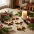 Strödekoration Julstjärnor flammade trästjärnor 5,5cm 12 st | Floristik24.se