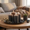 Enfärgade ljus antracit pelarljus 60×80mm 4st | Floristik24.se