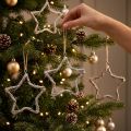 Juldekoration stjärnalmsstjärnor att hänga vittvättad 20cm 4st | Floristik24.se