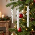 Istappsdekoration snötäckt julgransdekoration 14cm 4 stycken | Floristik24.se