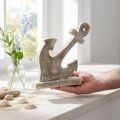 Ankare av trä, dekorativt ankare, shabby chic, vit, natur, 22 cm | Floristik24.se