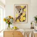 Väggdekoration "Sweet Lemon Time" - Somrig tavla med lemonad och stråhatt, 40x60cm i träram | Floristik24.se