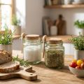 Dekorativt glas med korklock och sked, grönt, Ø7cm, H10cm, 2 st | Floristik24.se