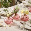 Minivaser i glas, platta, rosa, Ø9 cm, H6 cm, 6 st | Floristik24.se