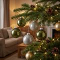 Julkulor glaskulor oliv silvergrå Ø7,5cm 12 st | Floristik24.se